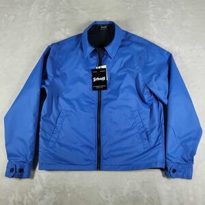 Schott NYC Rainwear Jacket Men's‎ Medium Blue Reversible Outdoors Waterproof NWT